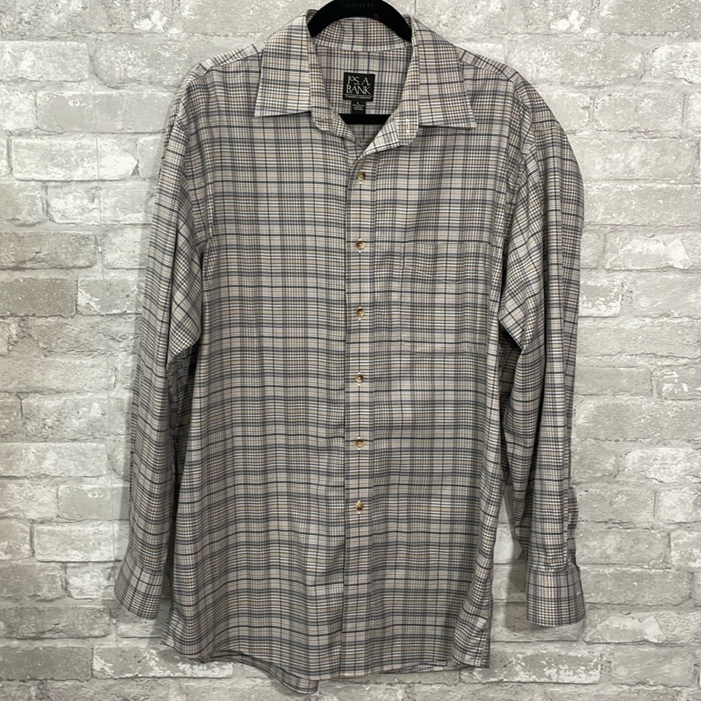 Jos A Bank Travelers Collection Plaid Button Downn Shirt